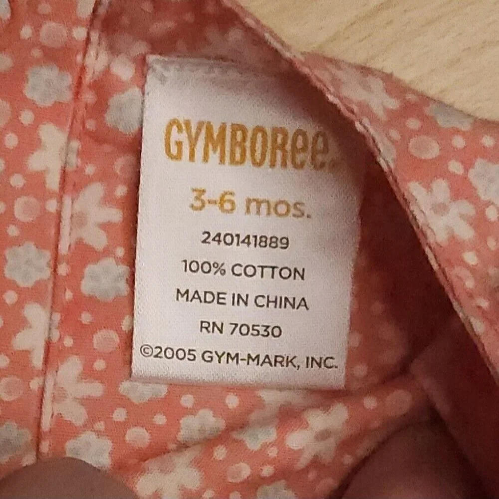 Gymboree Infant Girl's Orange Floral Sleeveless Romper 3-6 Months